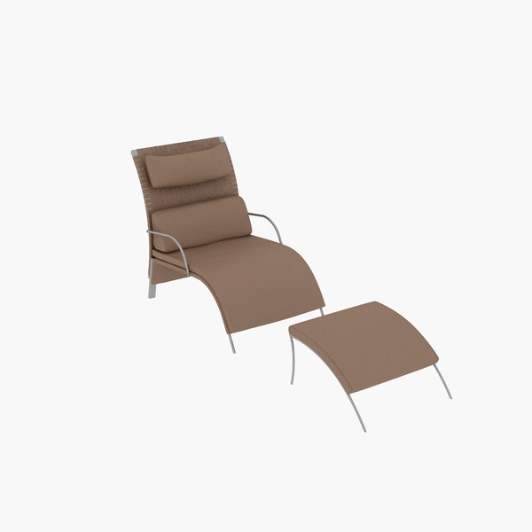 3d model leather lounge chair ottoman - Loveseat & Ottoman 01 by lajhar